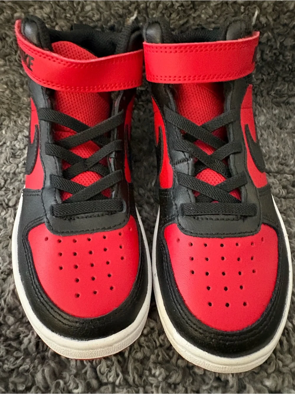Nike Kids Red and Black High-Top Sneakers - court Bourough mid 2